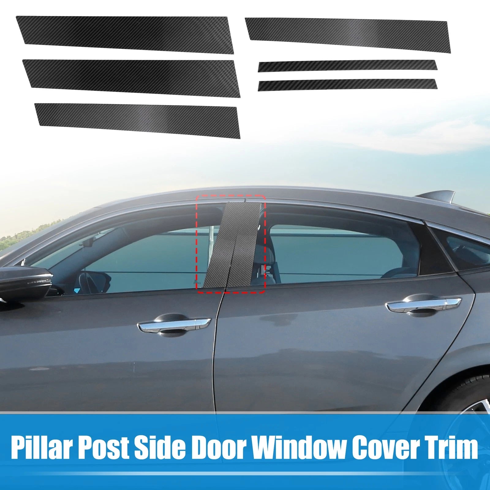 Set of 6 Pillar Post Side Door Window Covers for Honda Civic Sedan (2006–2011)