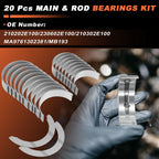 20Pcs Main and Rod Bearings Set for Kia Soul (2012–2015) 210202E100/230602E100