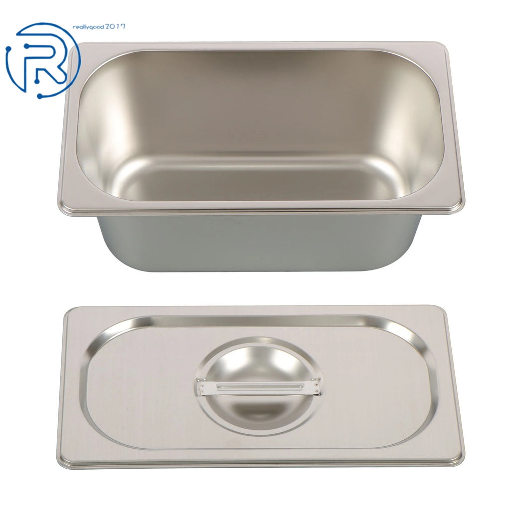 Set of 6 Stainless Steel Hotel Pans 1/3 6" Deep Non-Stick