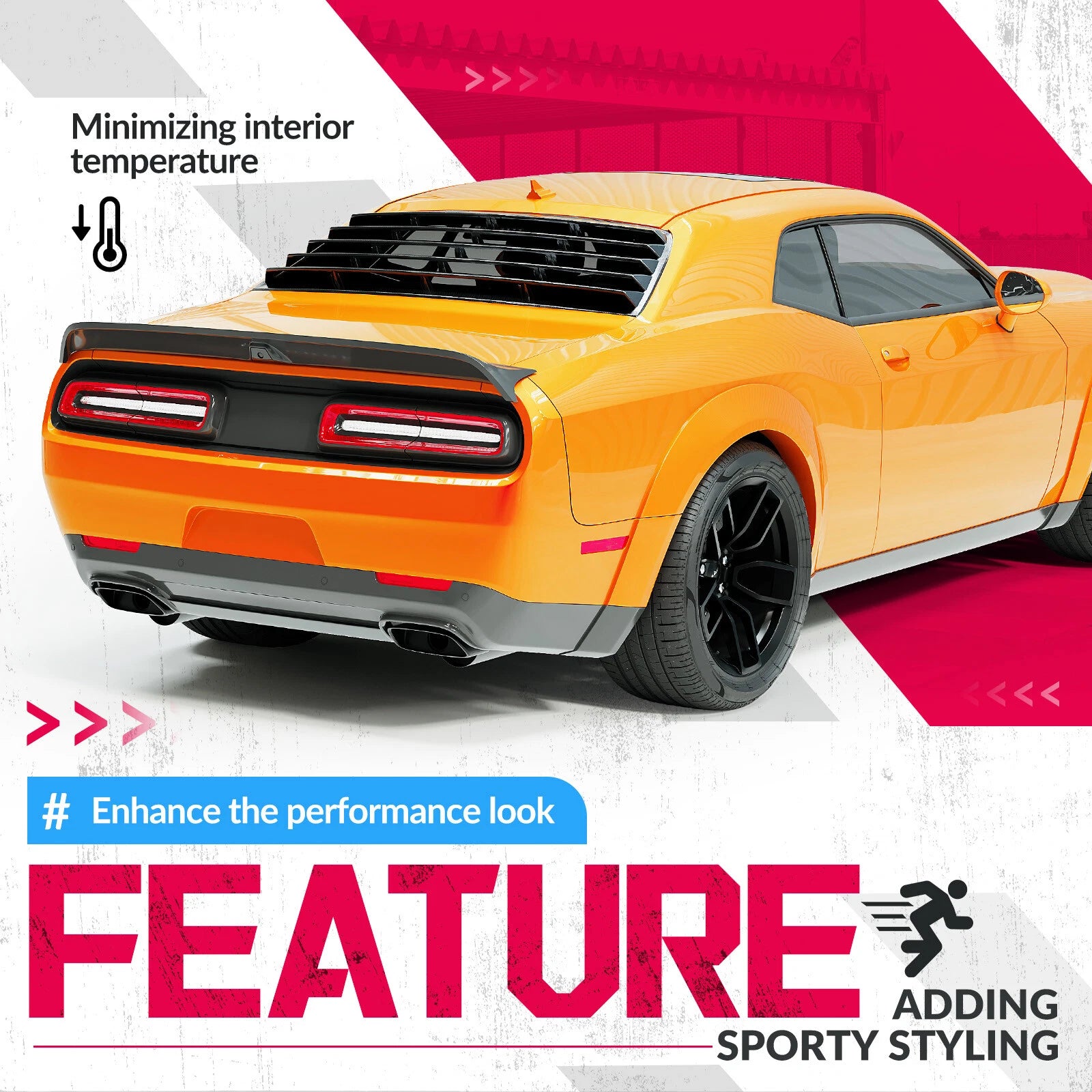 Carbon Fiber Style Rear Window Louver for Dodge Challenger (2008–2023)
