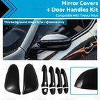 Black Mirror Covers + Door Handles Kit for Toyota Hilux (2015–2023)