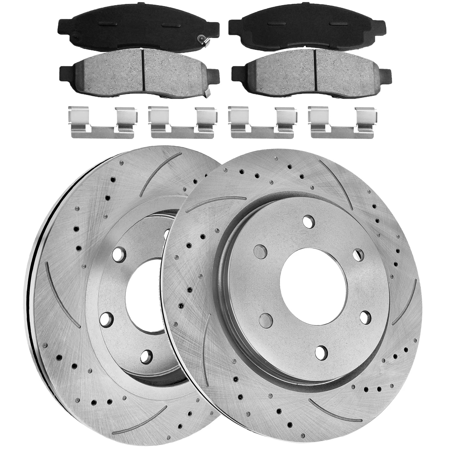 Set of 2 Front Disc Rotors & Ceramic Brake Pads for Infiniti QX56 (2004–2010)