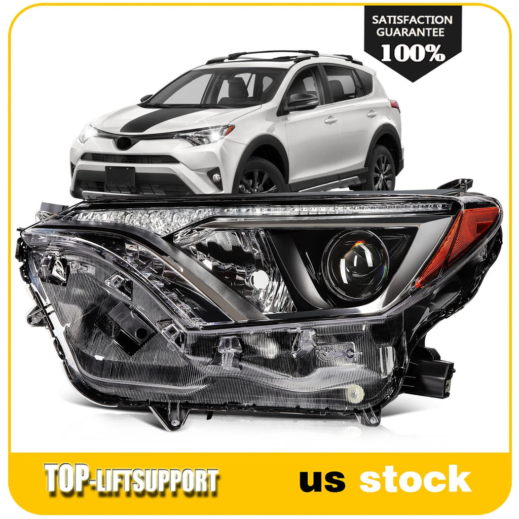 Left Side Headlight Assembly for Toyota RAV4 (2016–2018) Black Projector