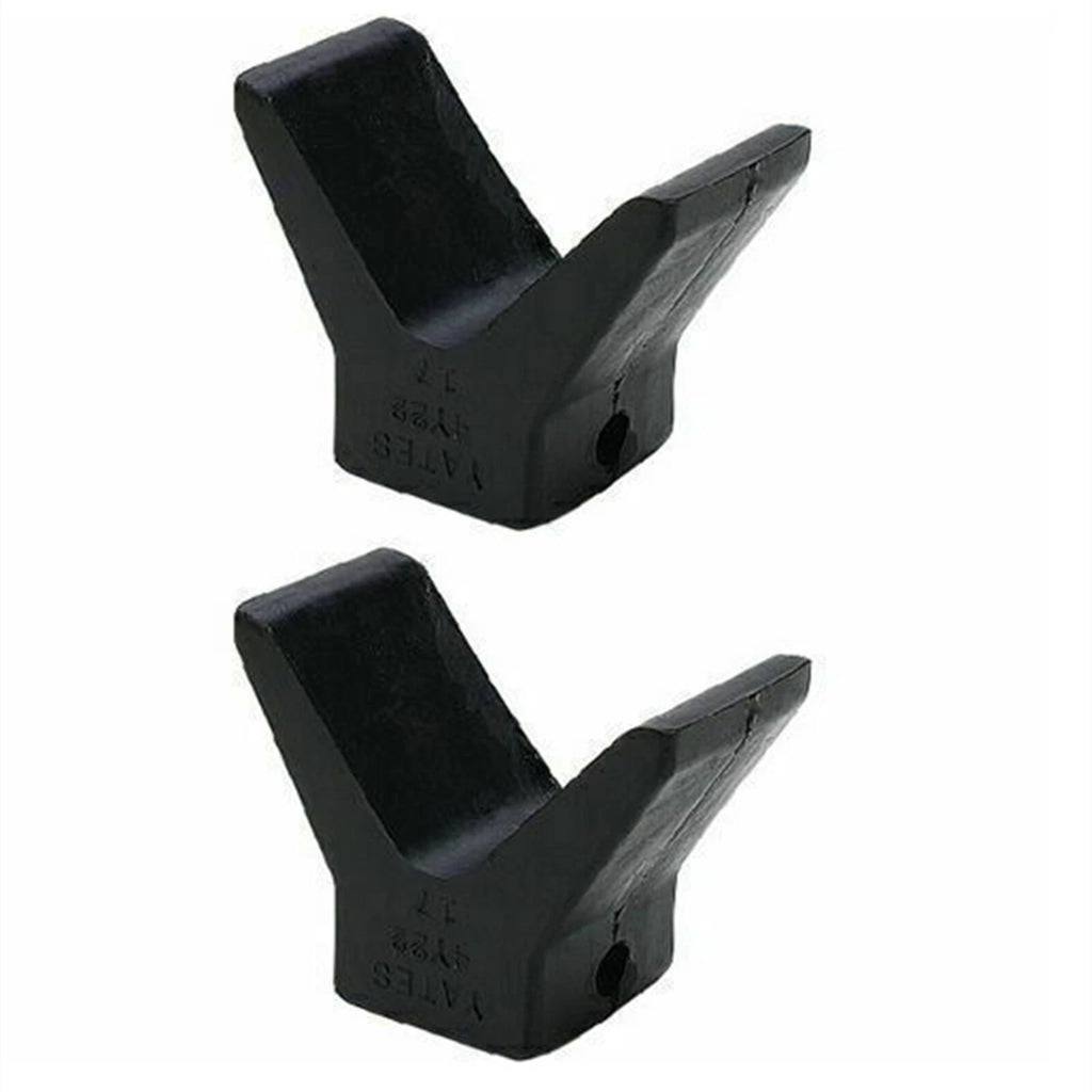 2 Pack V Bow Stops for Boat Trailer (Black Molded Rubber)