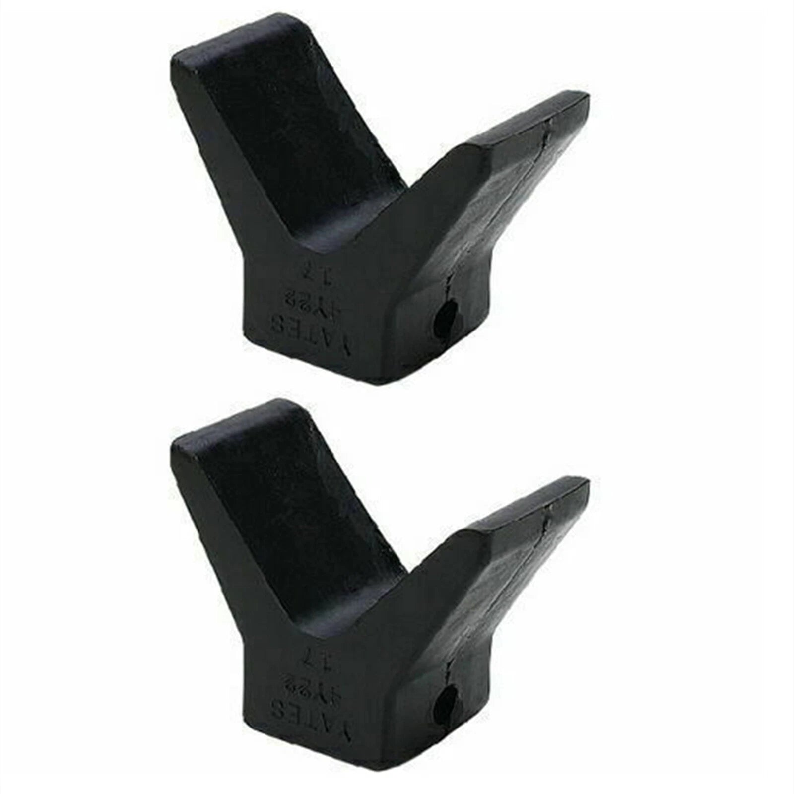2 Pack V Bow Stops for Boat Trailer (Black Molded Rubber)