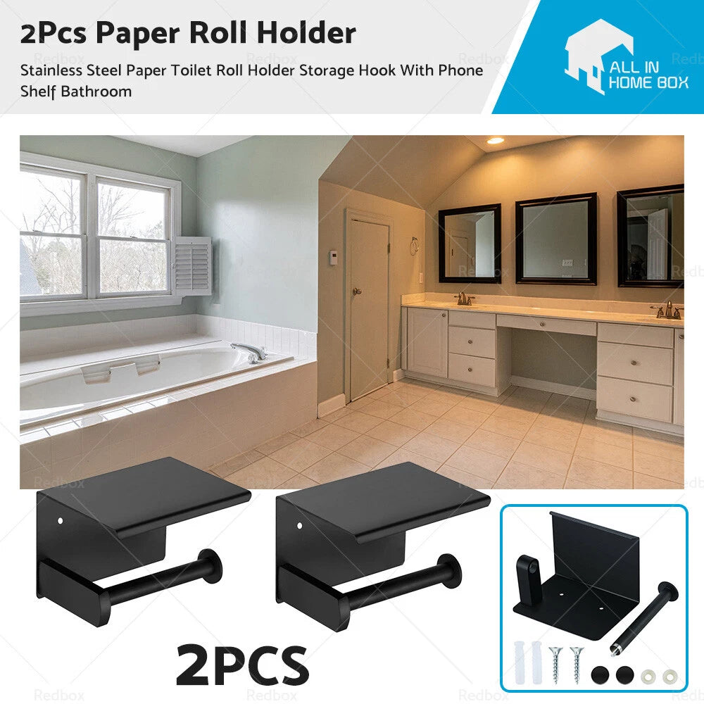 Stainless Steel Toilet Paper Holder with Phone Shelf for Bathroom (109HG008X2)