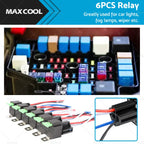 Set of 6 12V 30A 4-Pin Automotive Relays with Fuses