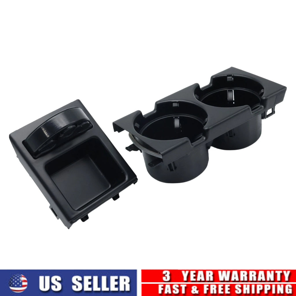 Set of 2 Black Cup Holder + Coin Holder for BMW 328i 325i 323i 330i (2012–2015)