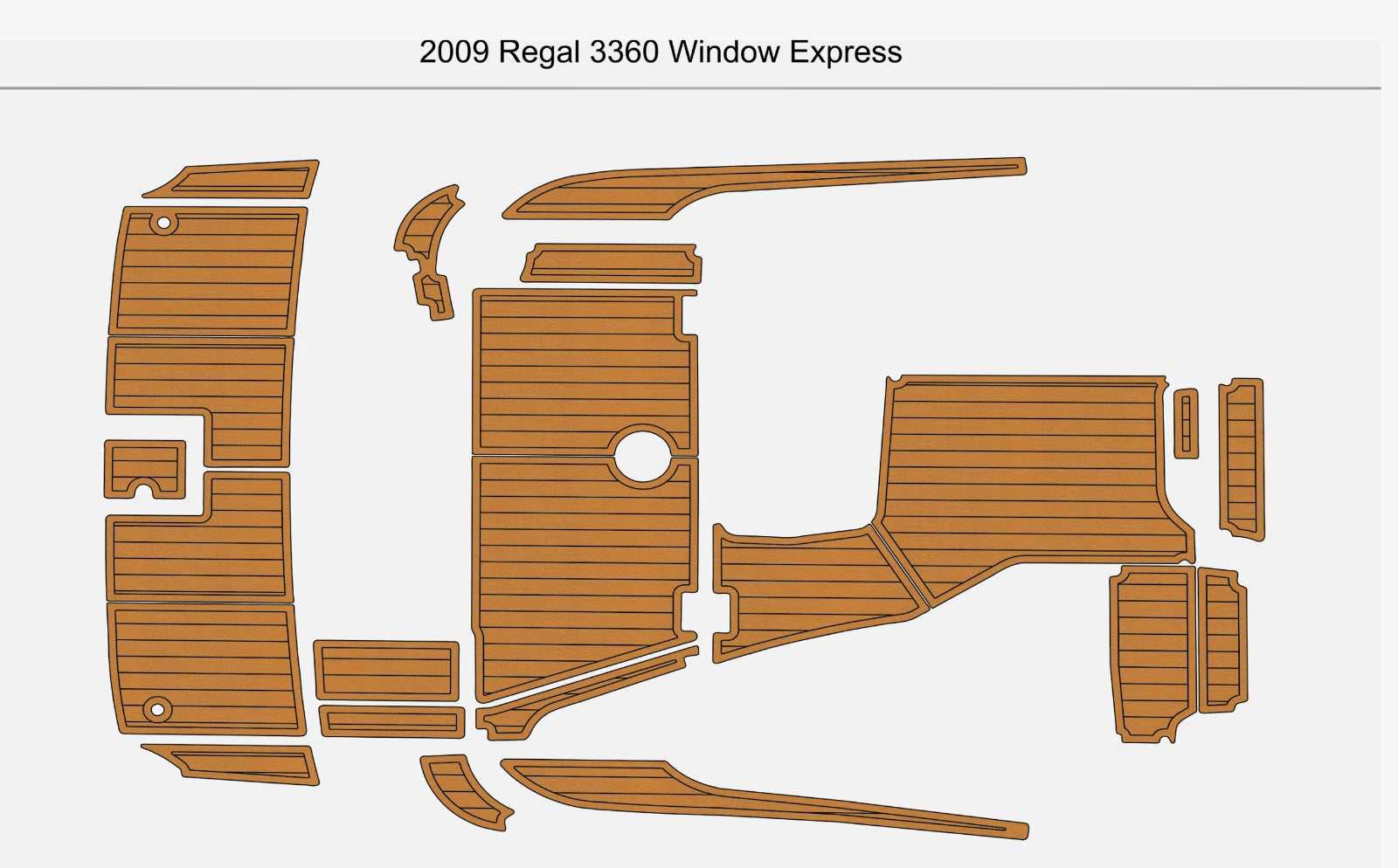 EVA Pads for Regal 3360 Cockpit Swim Platform (2009) - Teak Deck Faux Floor
