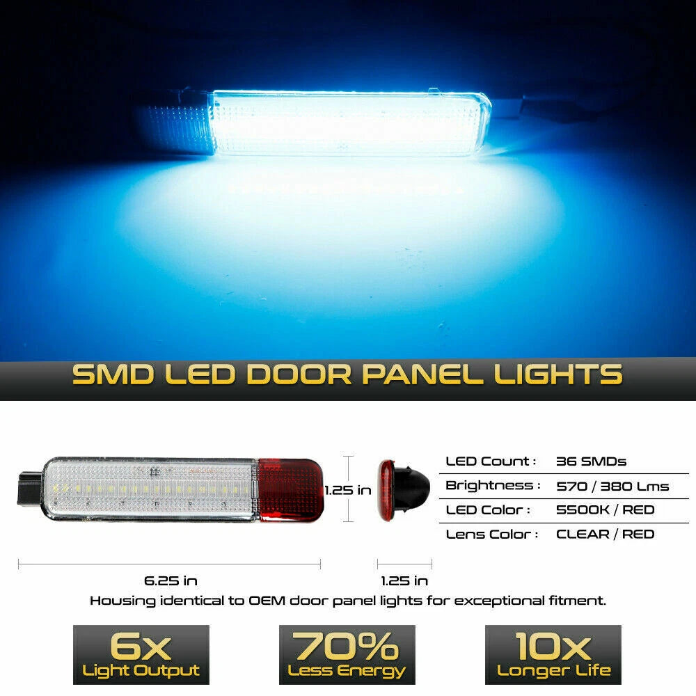 Ice Blue LED Door Courtesy Light for Chevy Silverado Tahoe Suburban (2007–2023)