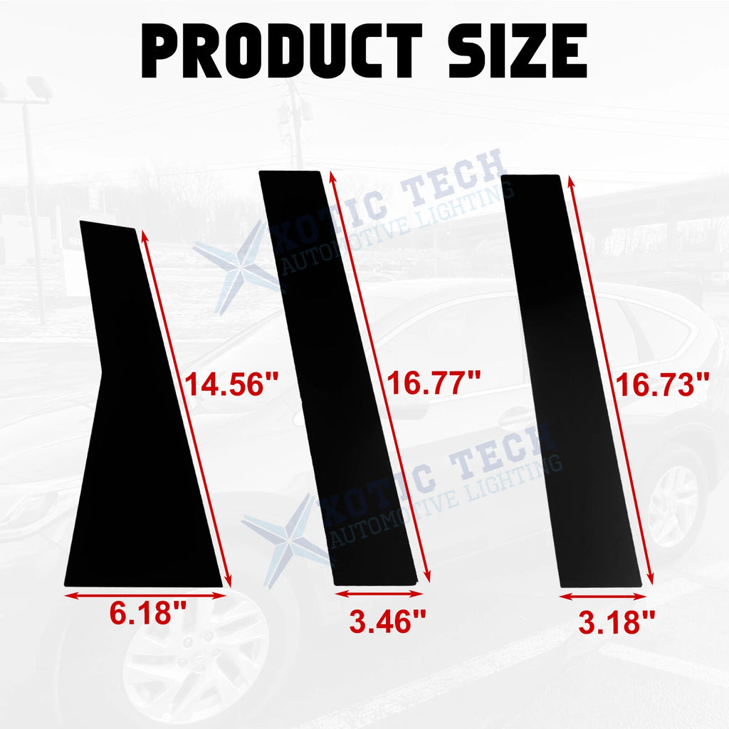 Door Pillar Post Window Trim for Honda CR-V (2017-2022) Glossy Black Set