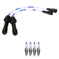 NGK Wire Set & Denso 4 Double Iridium Spark Plugs for Mazda Protege (1999–2003)