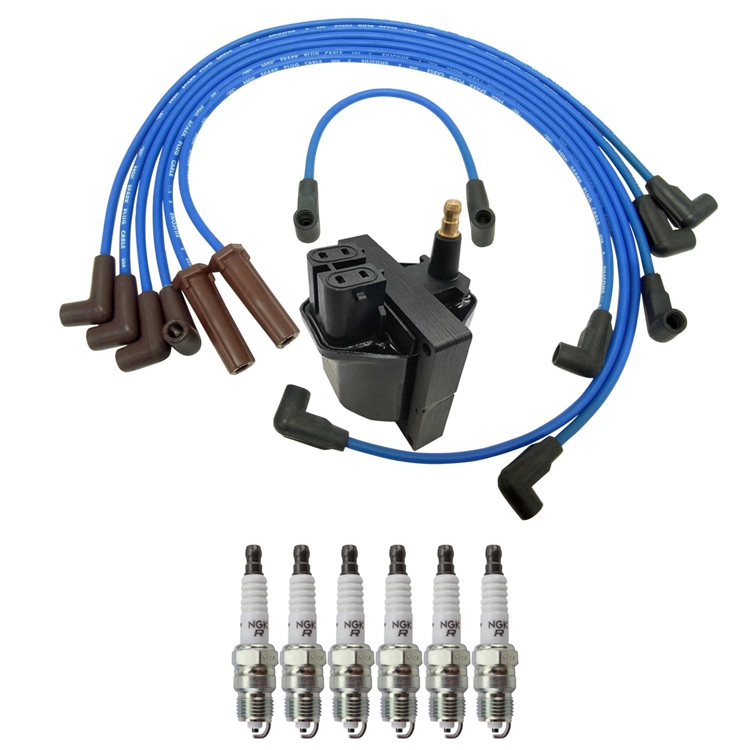 Set of 6 Hitachi Ignition Coils & NGK V-Power Spark Plugs for C1500 (1996–1999)