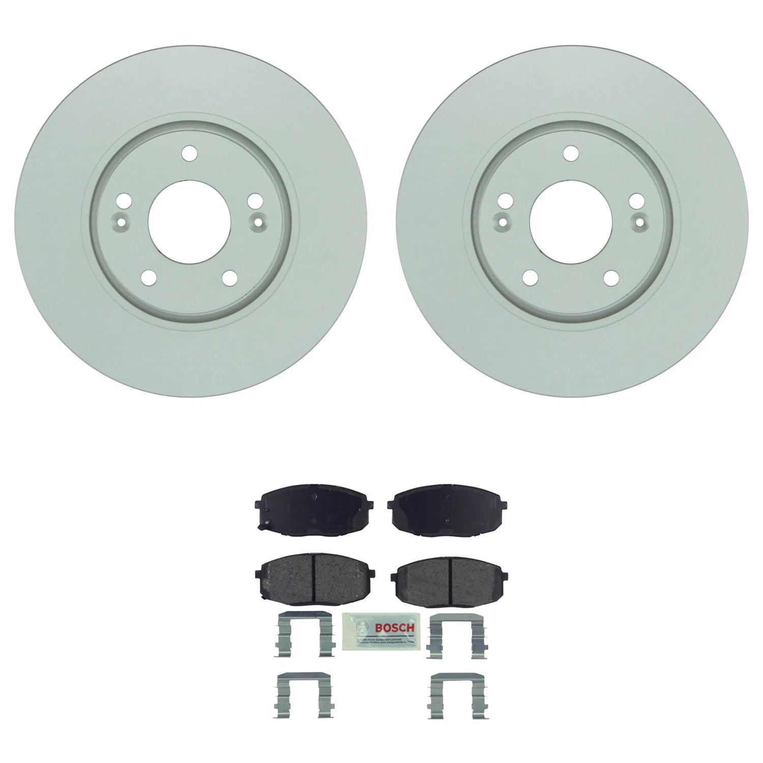 Set of 4 Bosch Front Rotors & Blue Ceramic Disc Brake Pads for Forte (2014–2018)