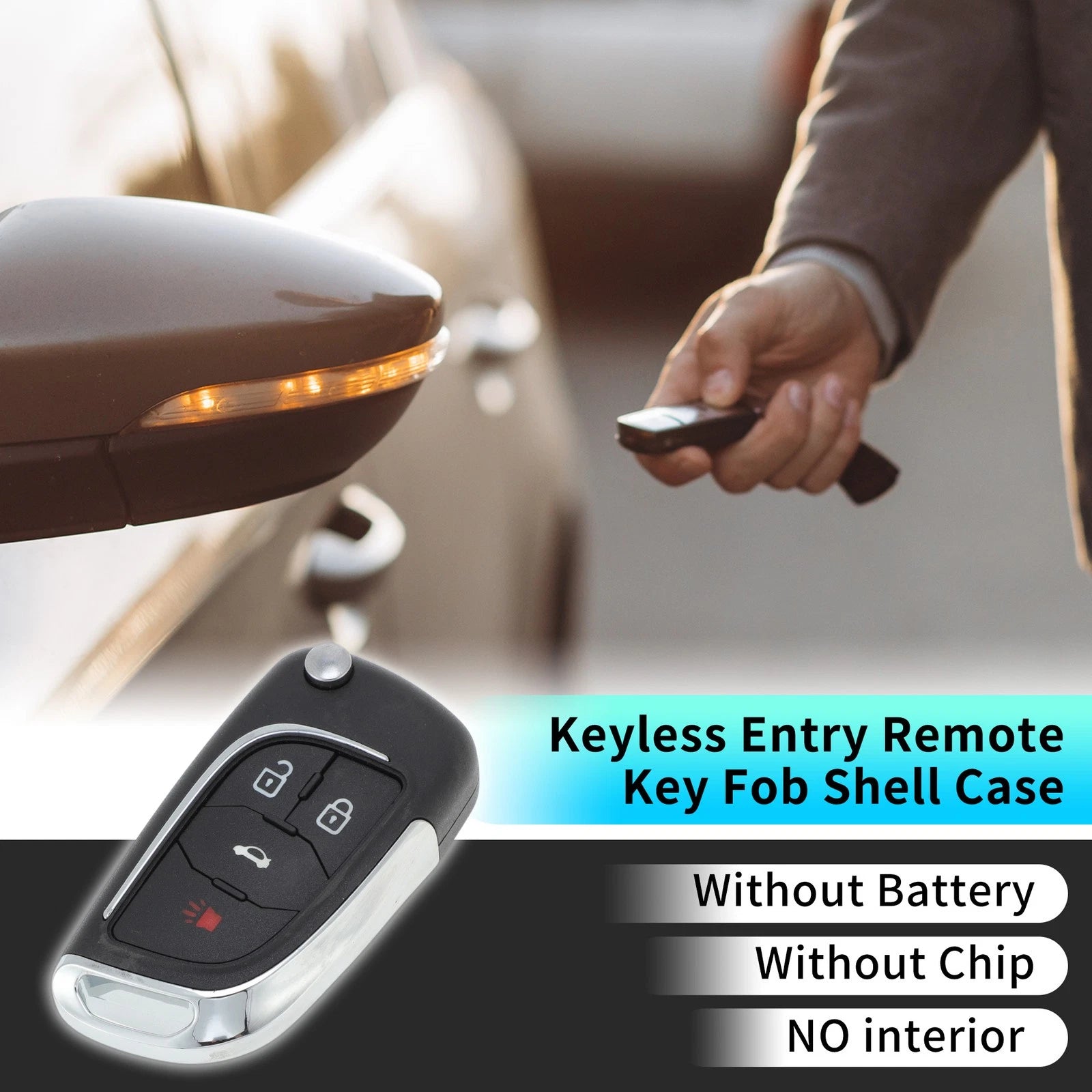 Set of 4 Key Fob Shell Cases for Chevrolet Camaro Equinox (2010–2019)