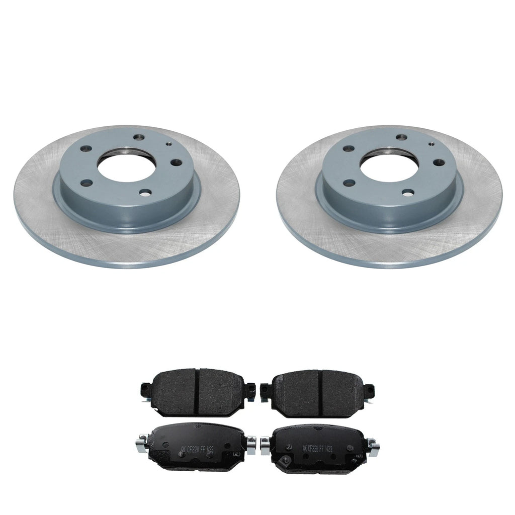 Set of 2 DuraGo Rear Rotors & Akebono ProACT Ceramic Pads for Mazda 3 (2017–2021)