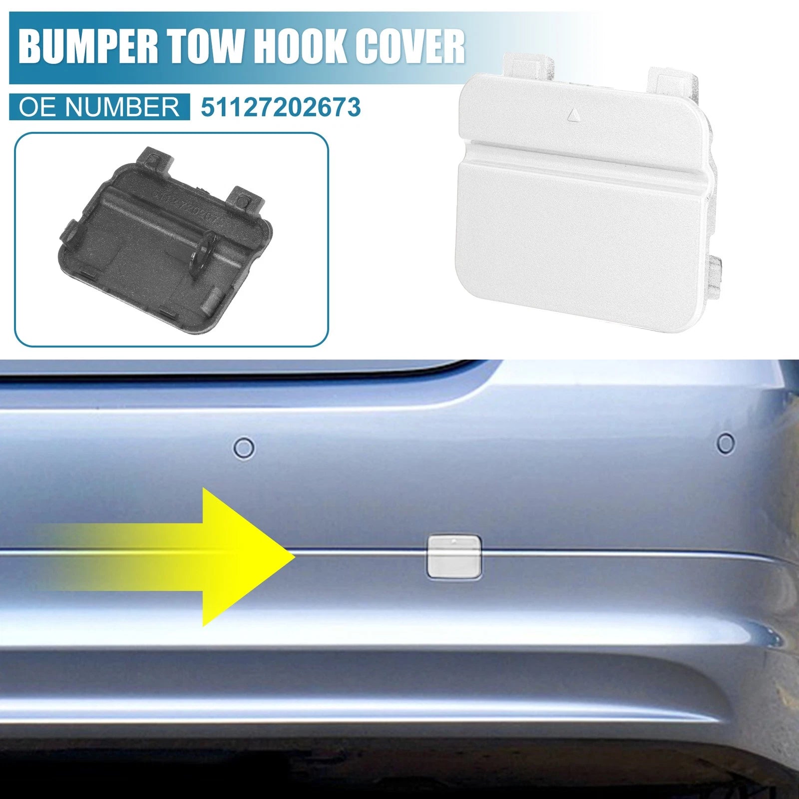 Rear Bumper Tow Hook Cover for BMW 3 Series E90 E91 (2009–2012) 51127202673 White