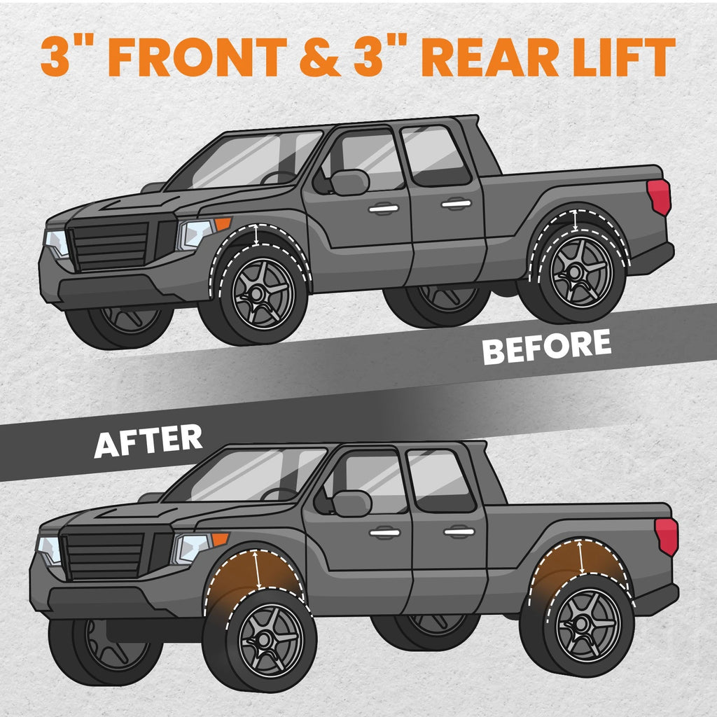 3" Front + 3" Rear Lift Kit for Chevy Silverado GMC Sierra 1500 (2007–2020)