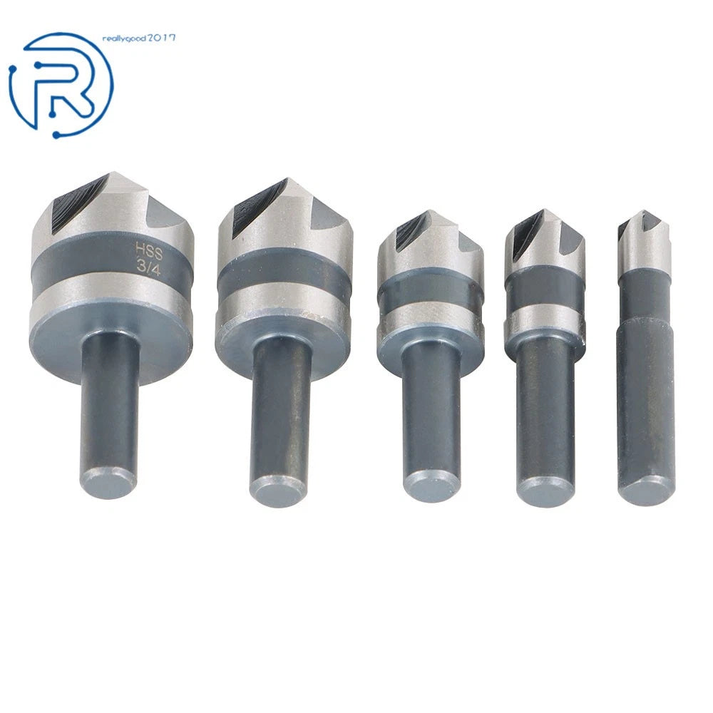 5 Pack Countersink Drill Bit Set for Metals, Wood, Plastic