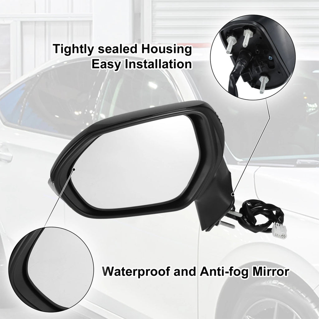7 Pin Left Side Exterior Door Mirror Assembly Black for Toyota Corolla (2020–2024)