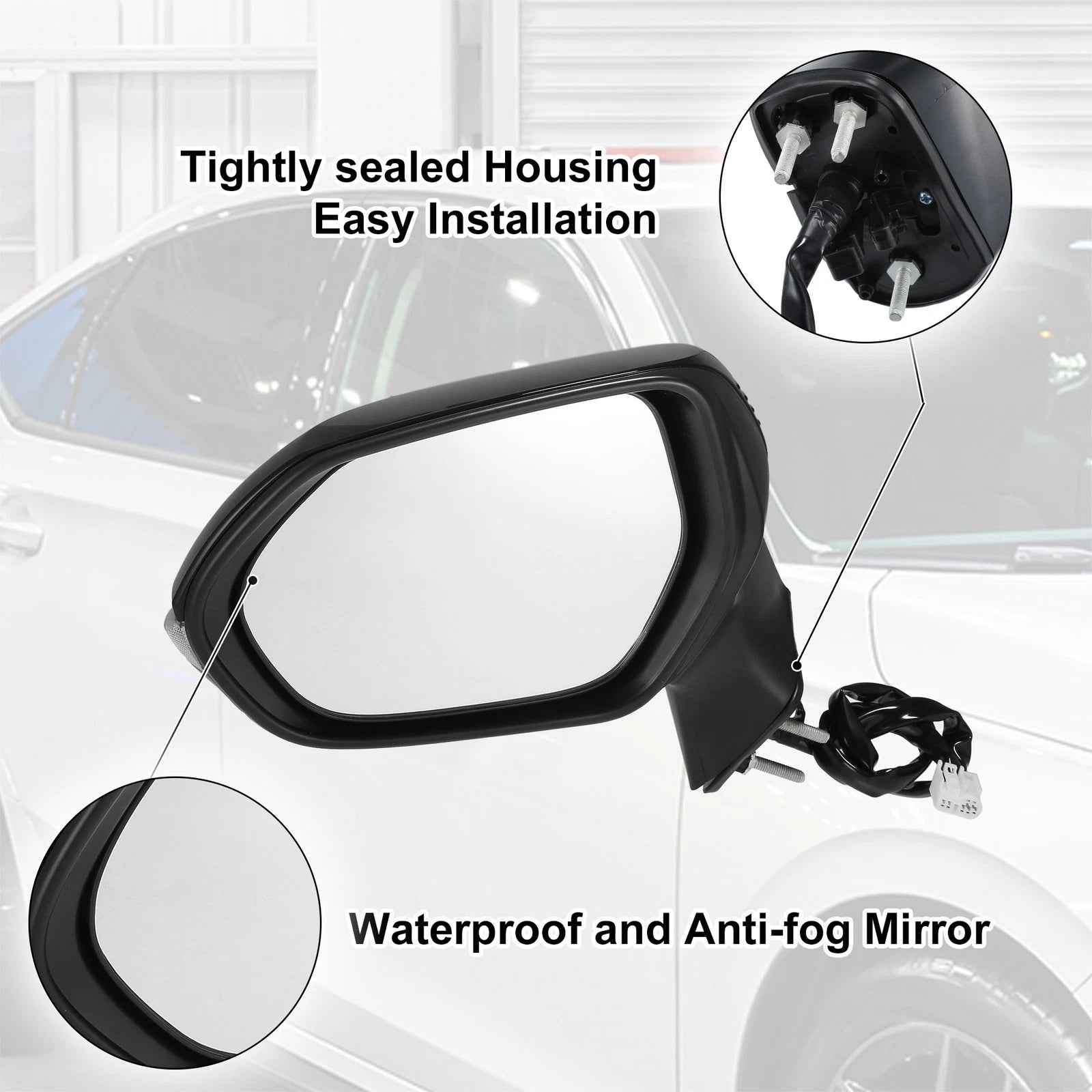 7 Pin Left Side Exterior Door Mirror Assembly Black for Toyota Corolla (2020–2024)