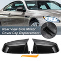 Set of 2 Rearview Mirror Cover Caps Black Carbon Fiber for BMW E60 E61 F10 F11 E63