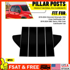 Set of 6 Black Pillar Posts Window Trim for Chevy Silverado GMC Sierra (2019â2022)