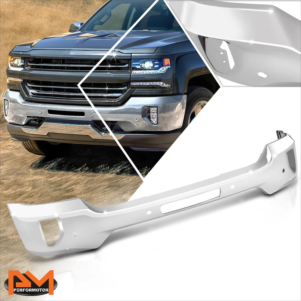 Front Bumper for Chevy Silverado 1500 (2016–2019) w/ Parking+Fog Light Cutouts Chrome