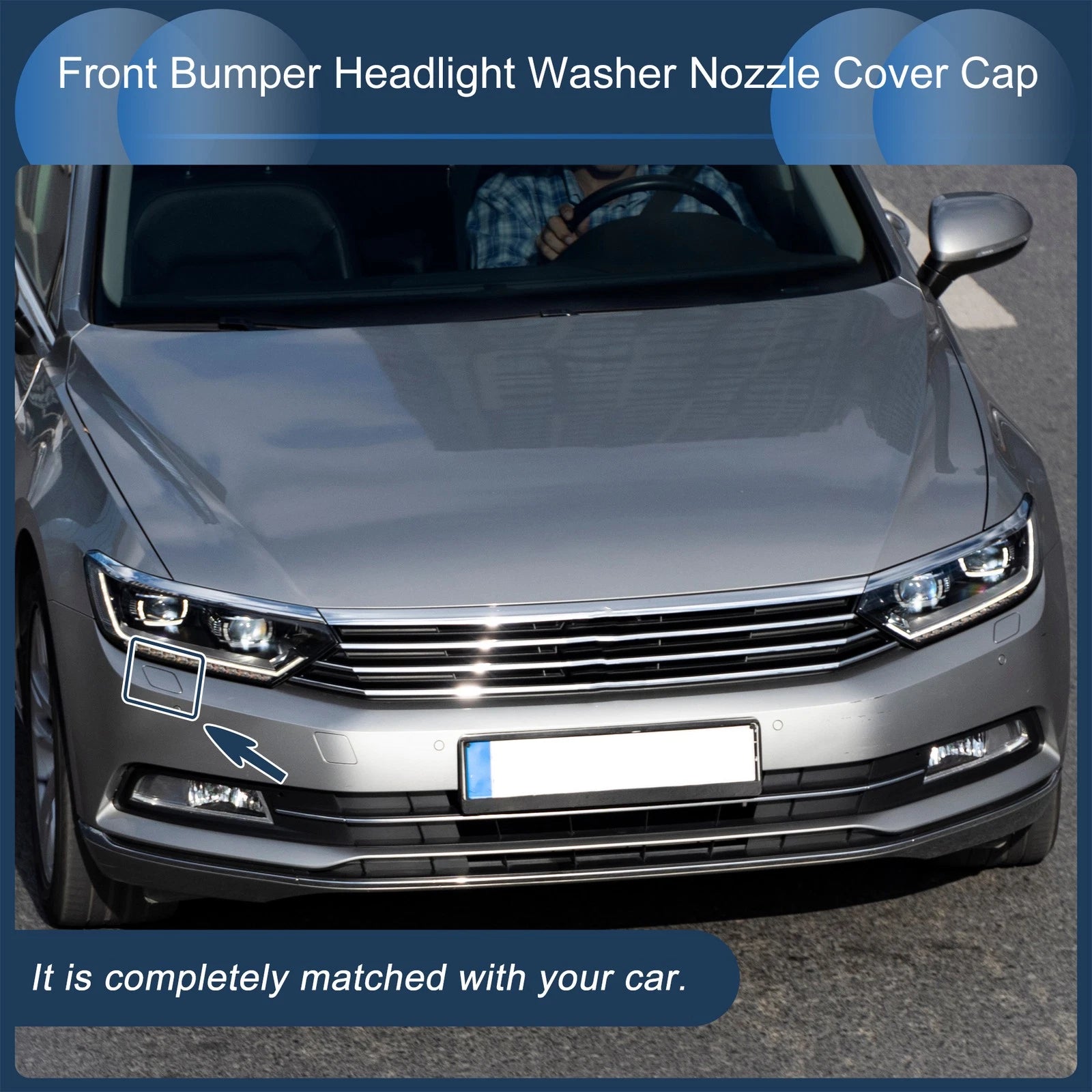 Front Right Washer Nozzle Cover Cap for Volkswagen Passat B8 (2015–2022) Blue