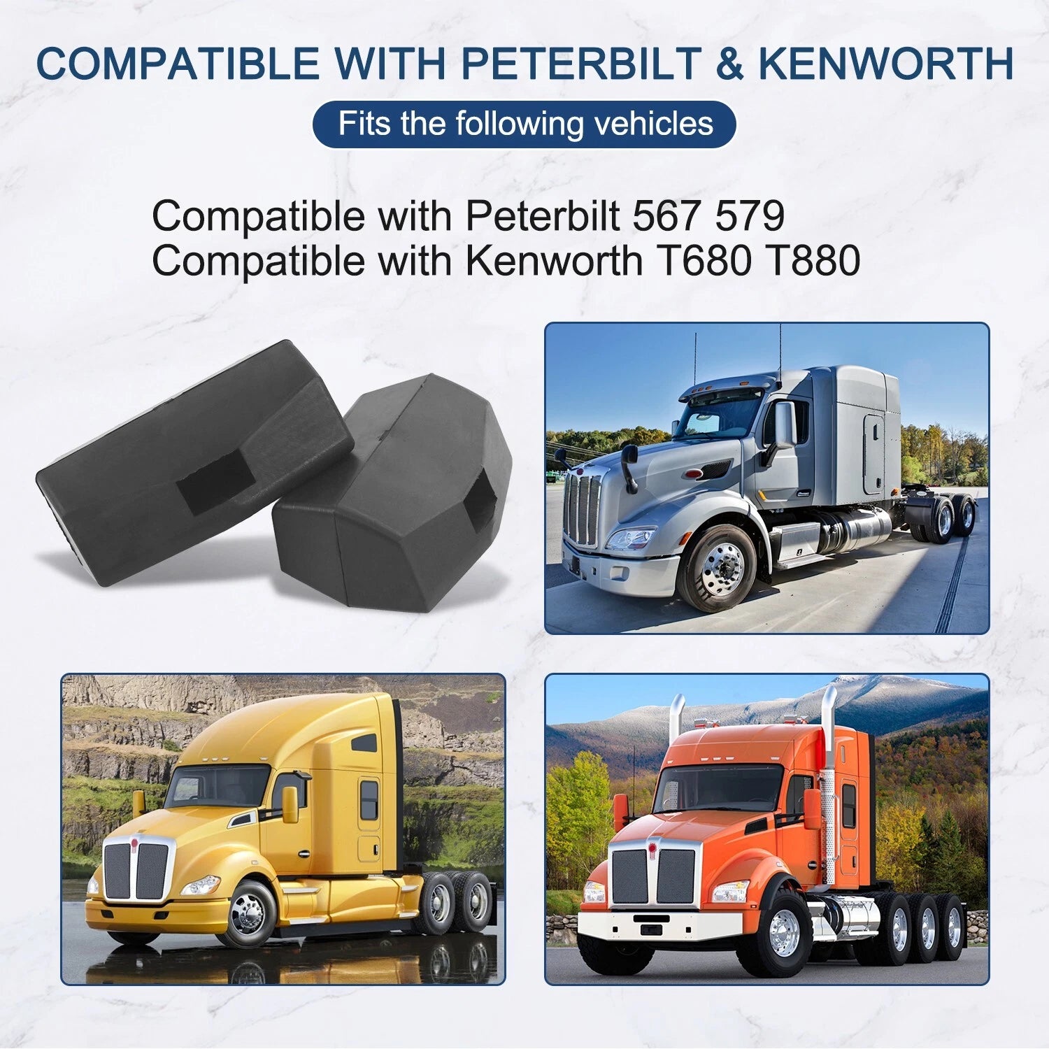 Set of 2 Hood Latch Bumper Supports for Peterbilt 579 Kenworth T680 T880