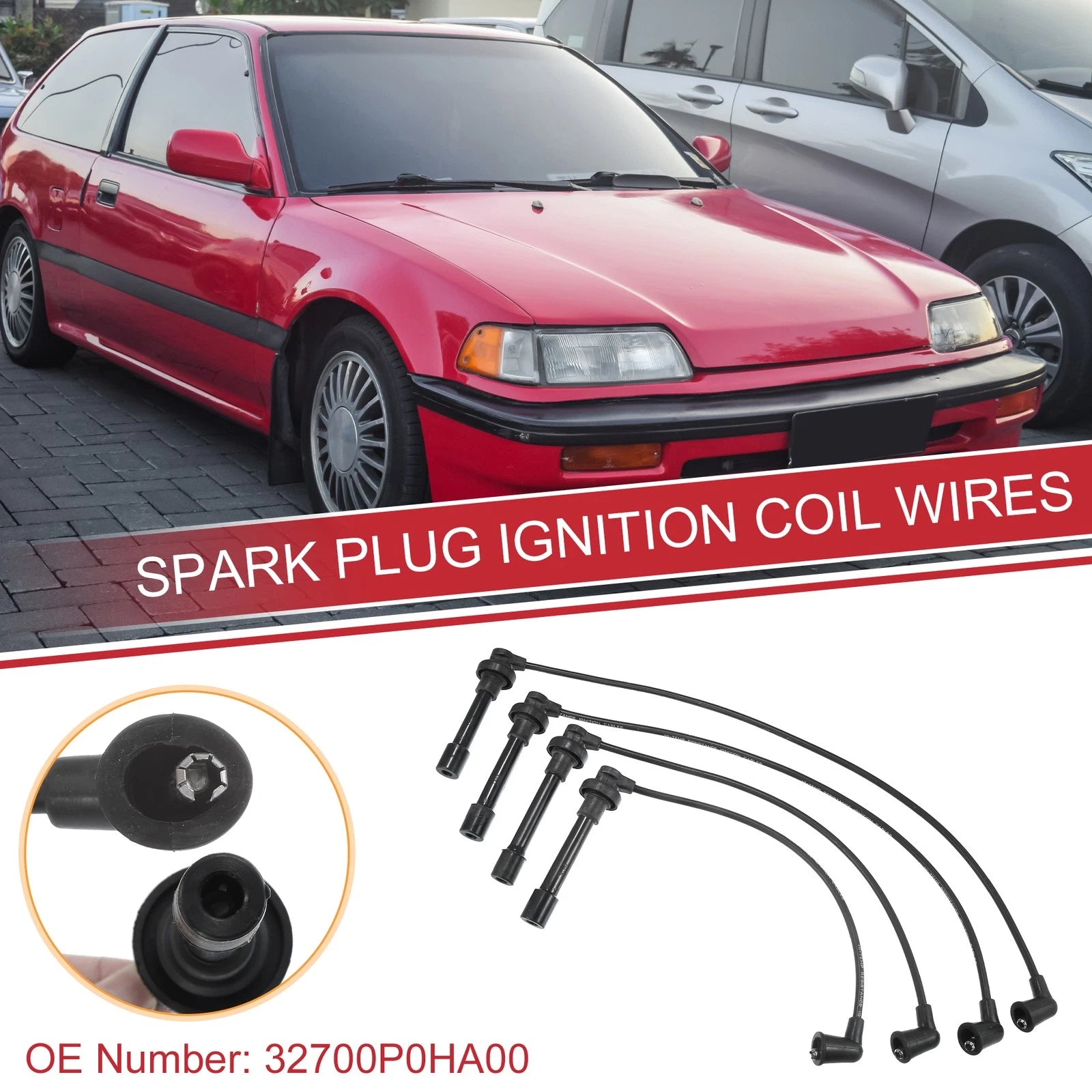 Set of 4 Spark Plug Wire Ignition Coil Cables No. 32700P0HA00 for Honda Accord (1994–2002)