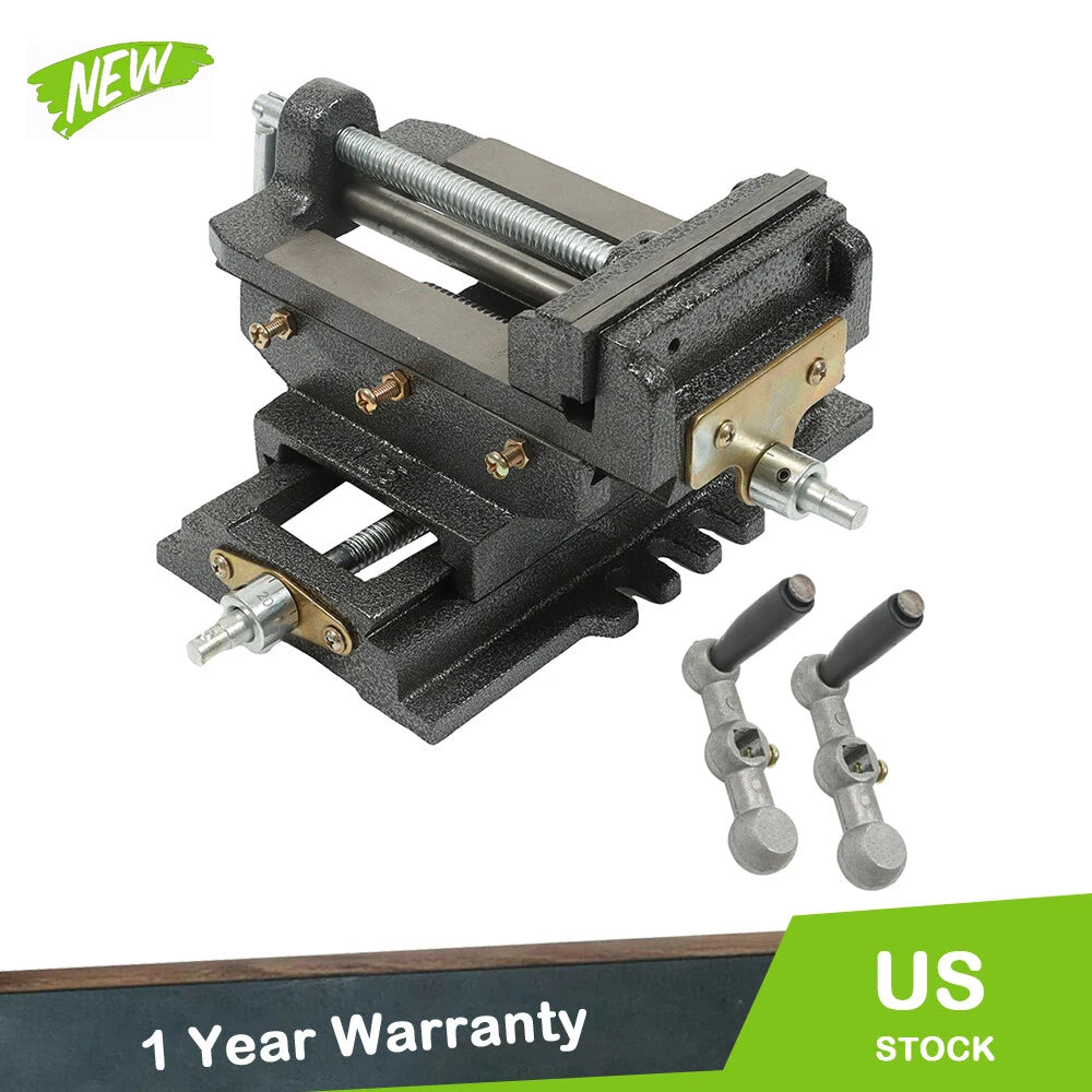 5" Cross Press Vise for Duty Sliding Drill Shop Grip Tools