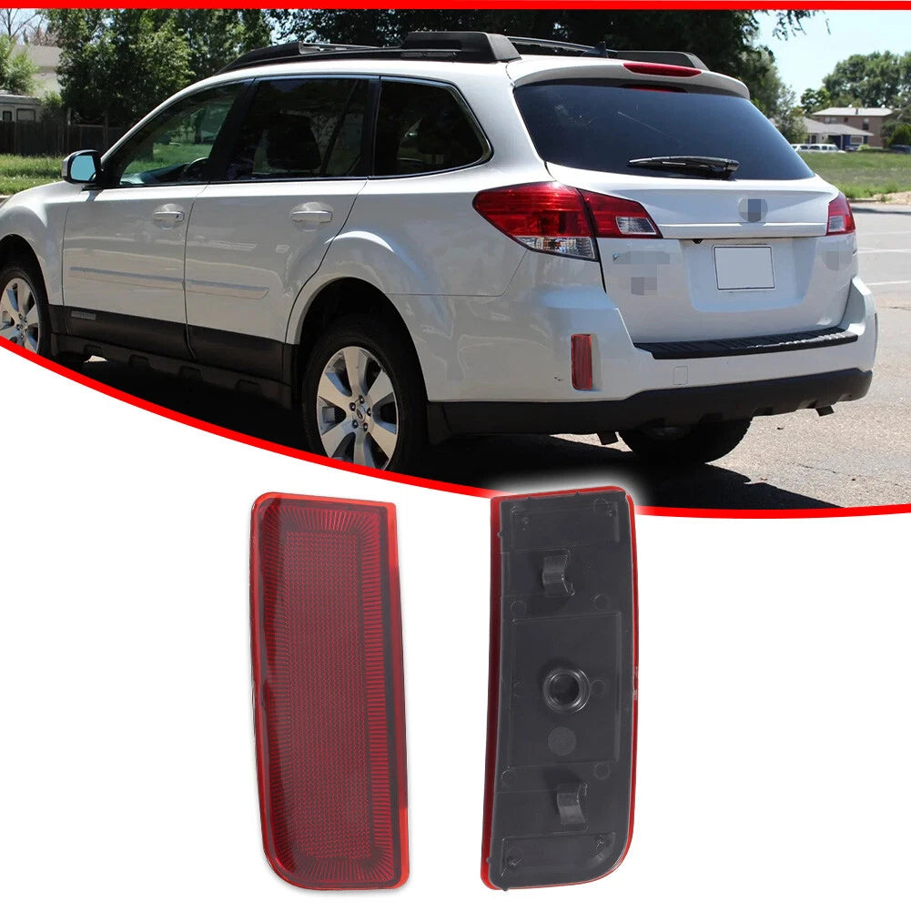 Set of 2 Red Lens Rear Bumper Tail Light Reflectors for Subaru Outback