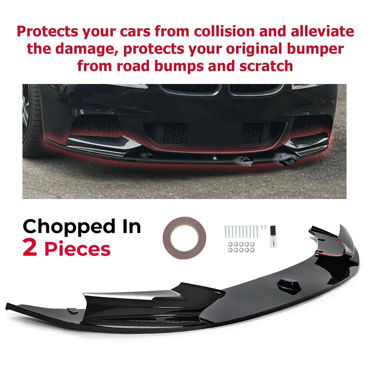 Front Bumper Lip Spoiler Splitter for BMW F10 5 Series M Sport (2011–2016)