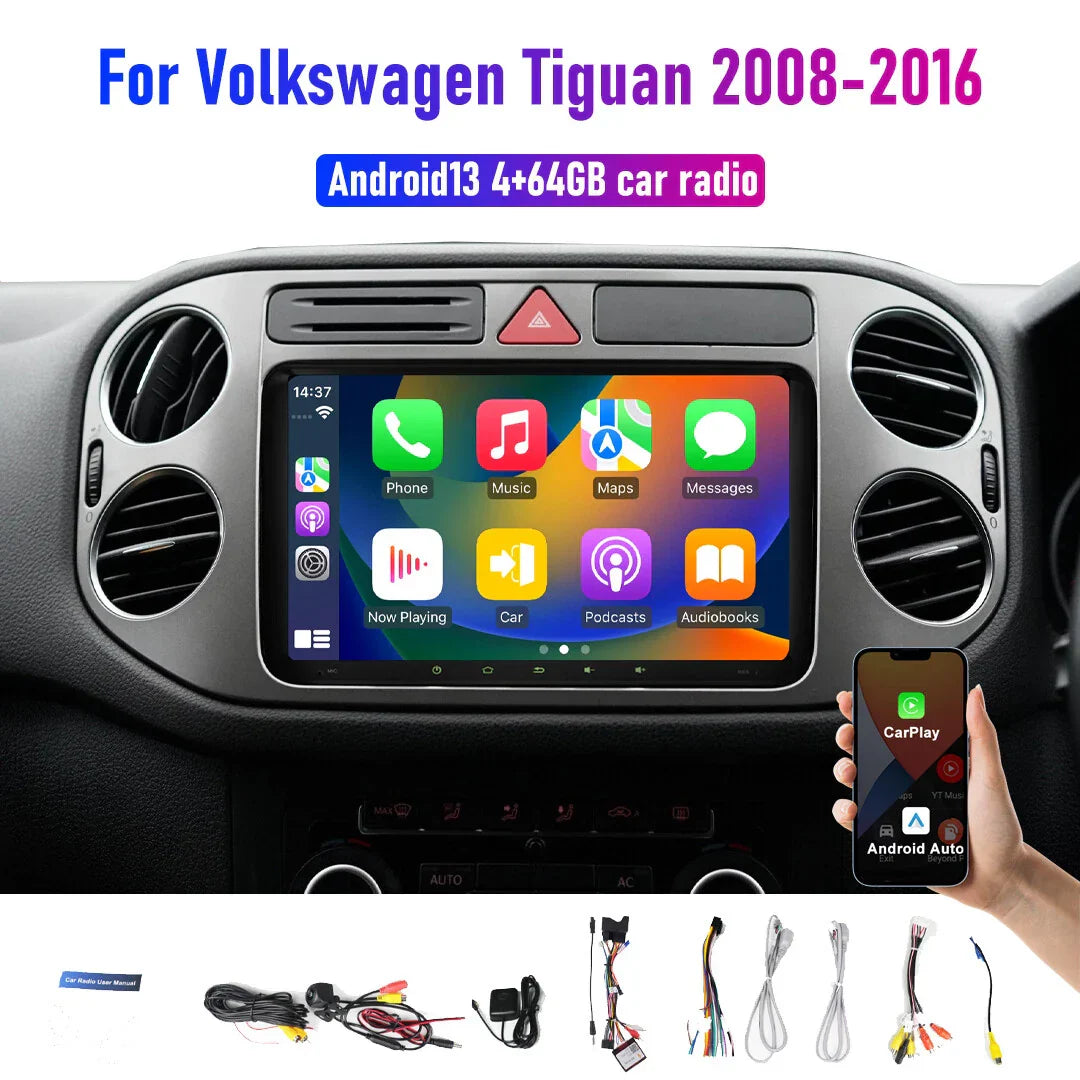 9'' Wireless CarPlay Android Auto Head Unit for VW Tiguan (2008-2016)