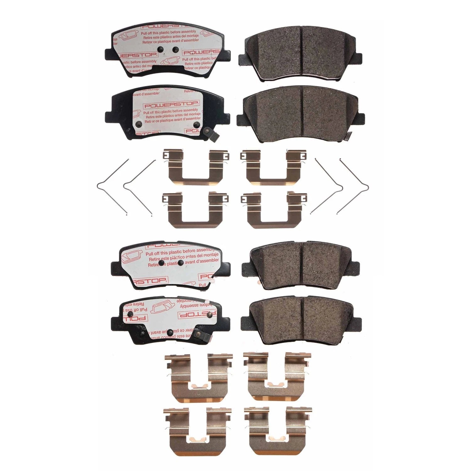 PowerStop Front & Rear Carbon Fiber Disc Brake Pads Kit for Elantra Niro (2017–2023)