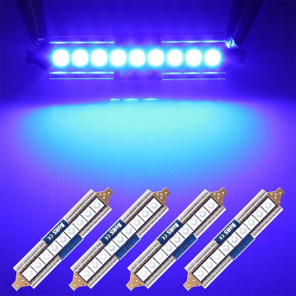 Set of 4 LED Dome Map Lights 41mm 3030-9-SMD for Car Interior