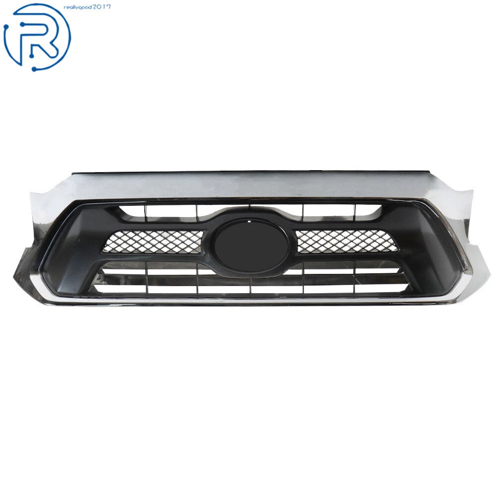 Front Upper Grille for Toyota Tacoma (2012-2015) Black with Chrome Trim