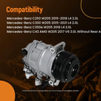 A/C Compressor Kit for Mercedes E43 AMG GLC250 GLC63 AMG SLK300 C250 C300 (2015–2020)