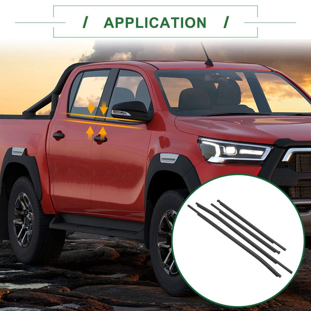 Set of 4 Weatherstrip Window Seal No. 681600K010/681800K010 for Toyota Hilux (2015)