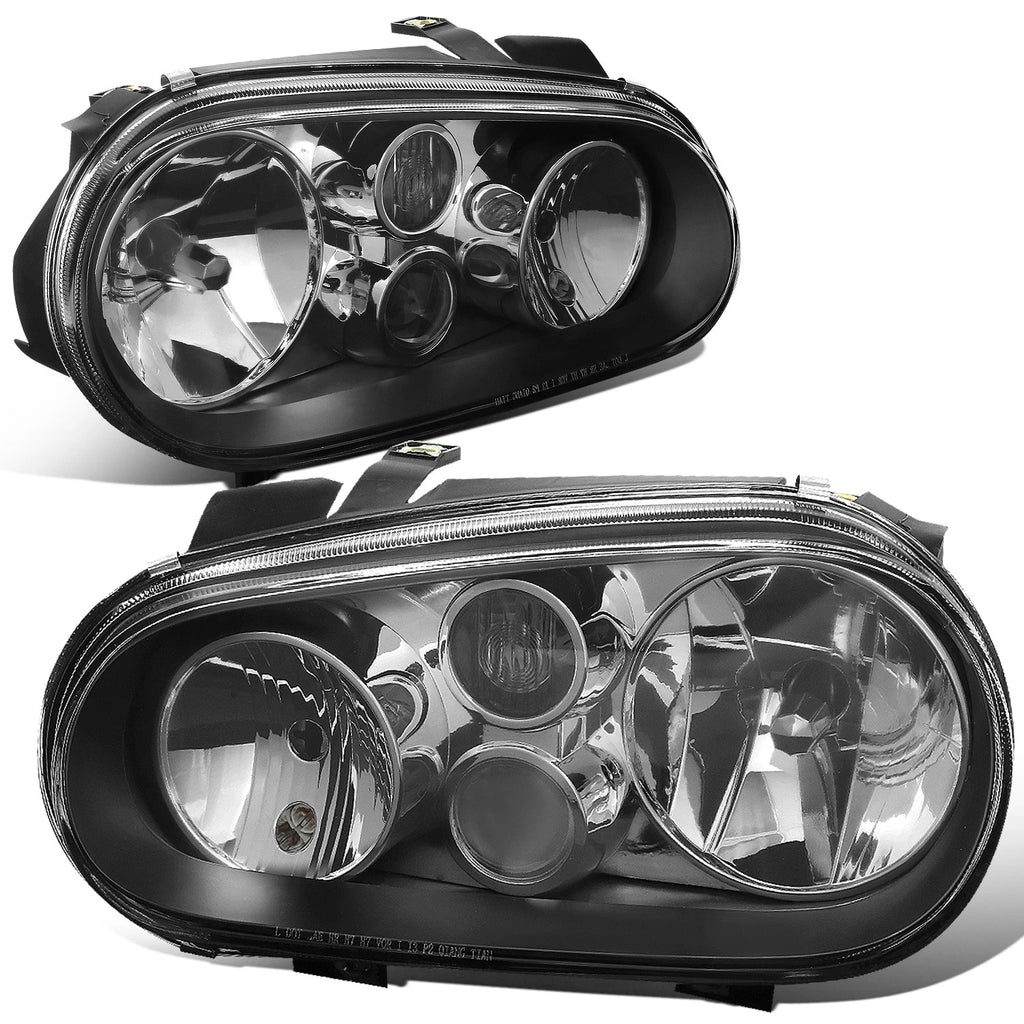 Black Housing Clear Head + Corner + Smoked LED Fog Light Kit for VW Golf MK4 (1999–2004)