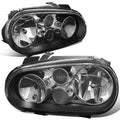 Black Housing Clear Head + Corner + Smoked LED Fog Light Kit for VW Golf MK4 (1999–2004)