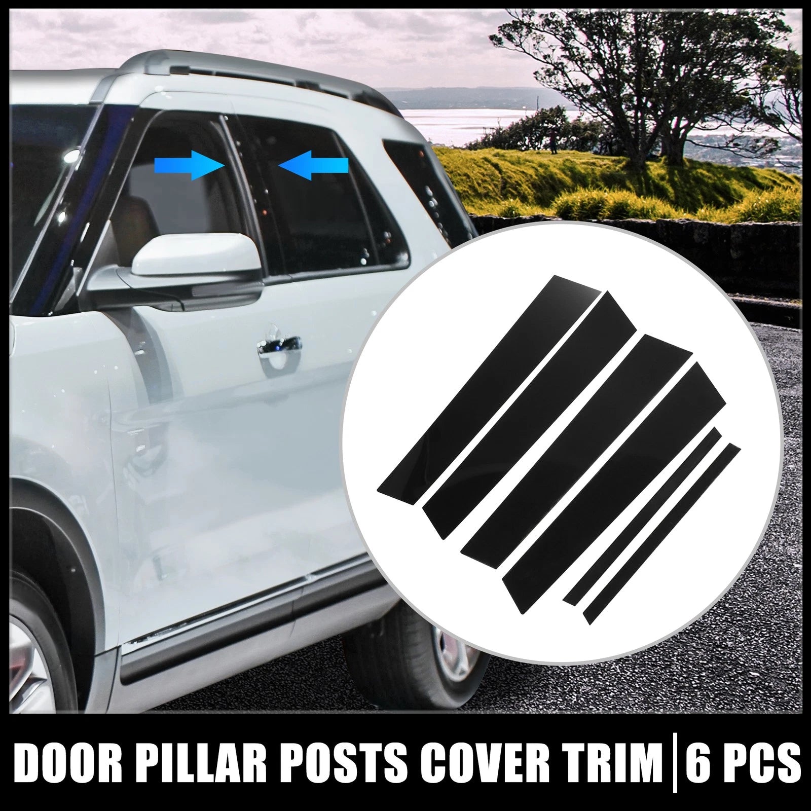Set of 6 Door Cover Panel Pillar Posts Stickers for Ford Explorer Mountaineer