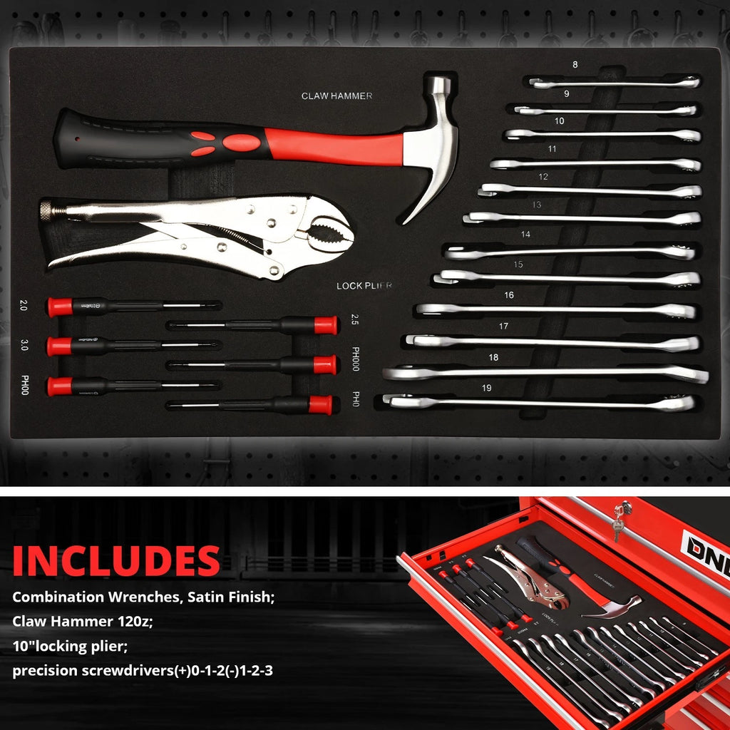 6 Drawer Rolling Tool Trolley Cabinet with Locker and Key, Red