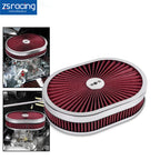 12" Oval Super Flow Thru Air Cleaner for SBC Chevy Ford (5-1/8 Carb Neck)