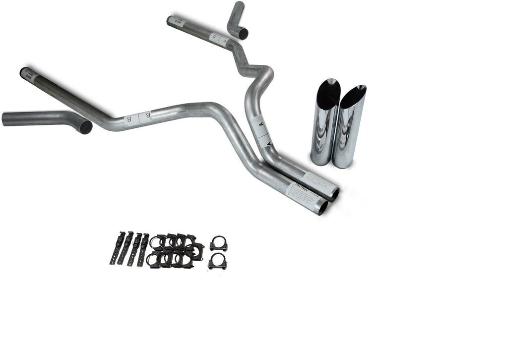 3" Dual Exhaust Kit for Chevy GMC 1500 (2015–2018) - No Muffler, Slash Tips