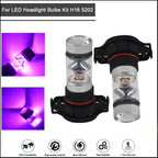 2X H16 5202 14000K Purple LED Headlight Fog Light Bulbs for