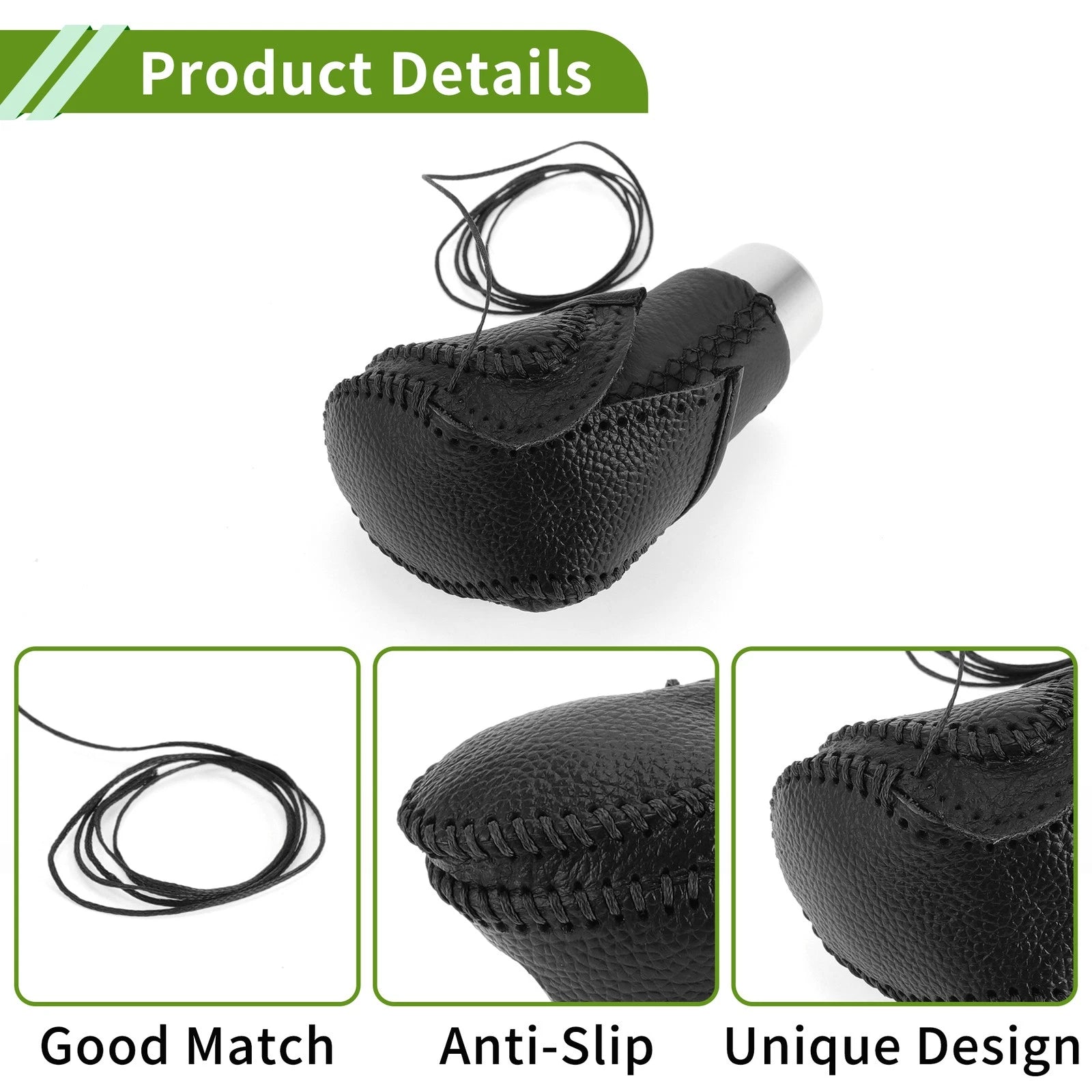 Gear Shift Knob Cover for Toyota CH-R (2018–2022) Pebbled Black Faux Leather