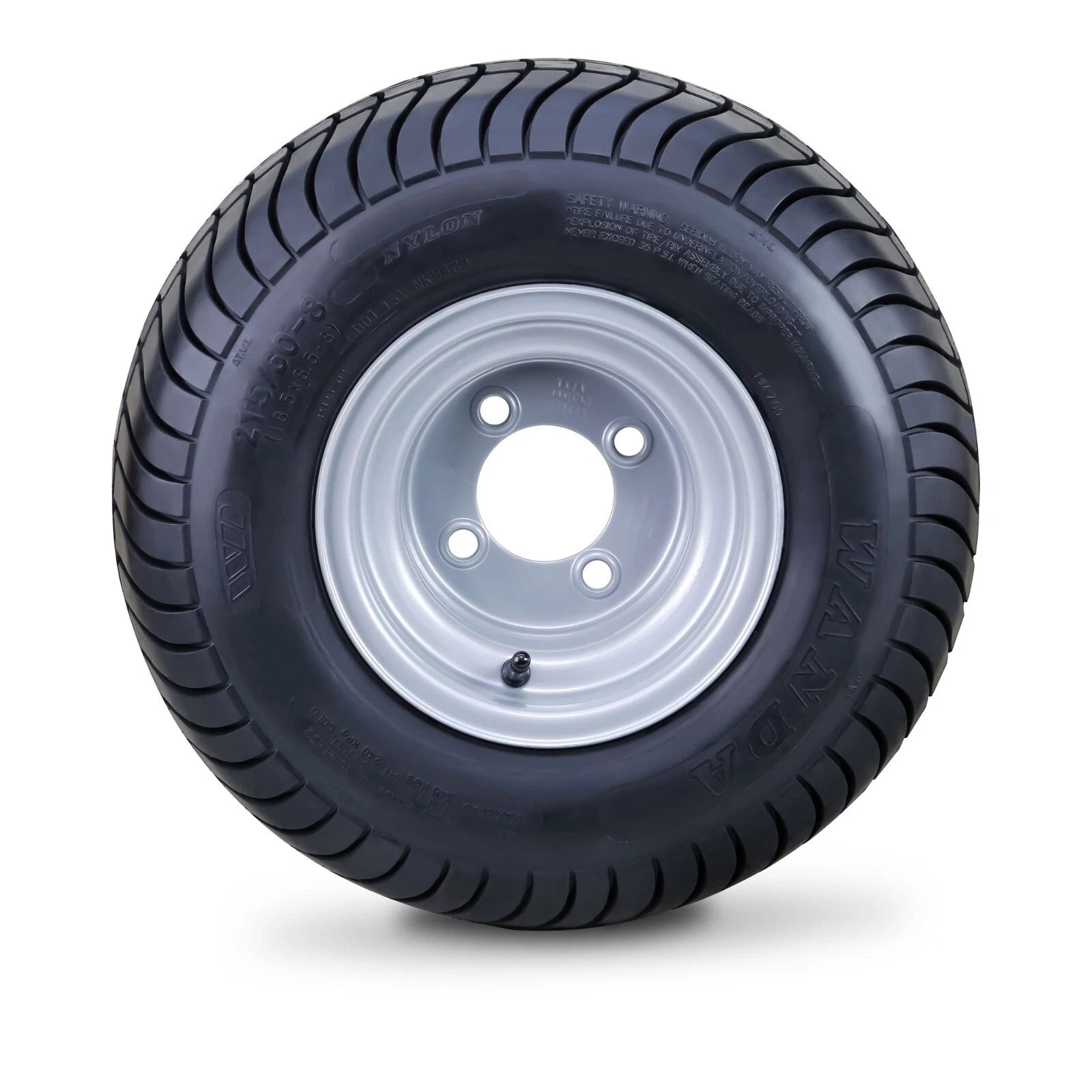 WANDA Golf Cart Tire Wheel Assembly 215/60-8 4-Ply 4 Lugs 4" PCD Silver Rim