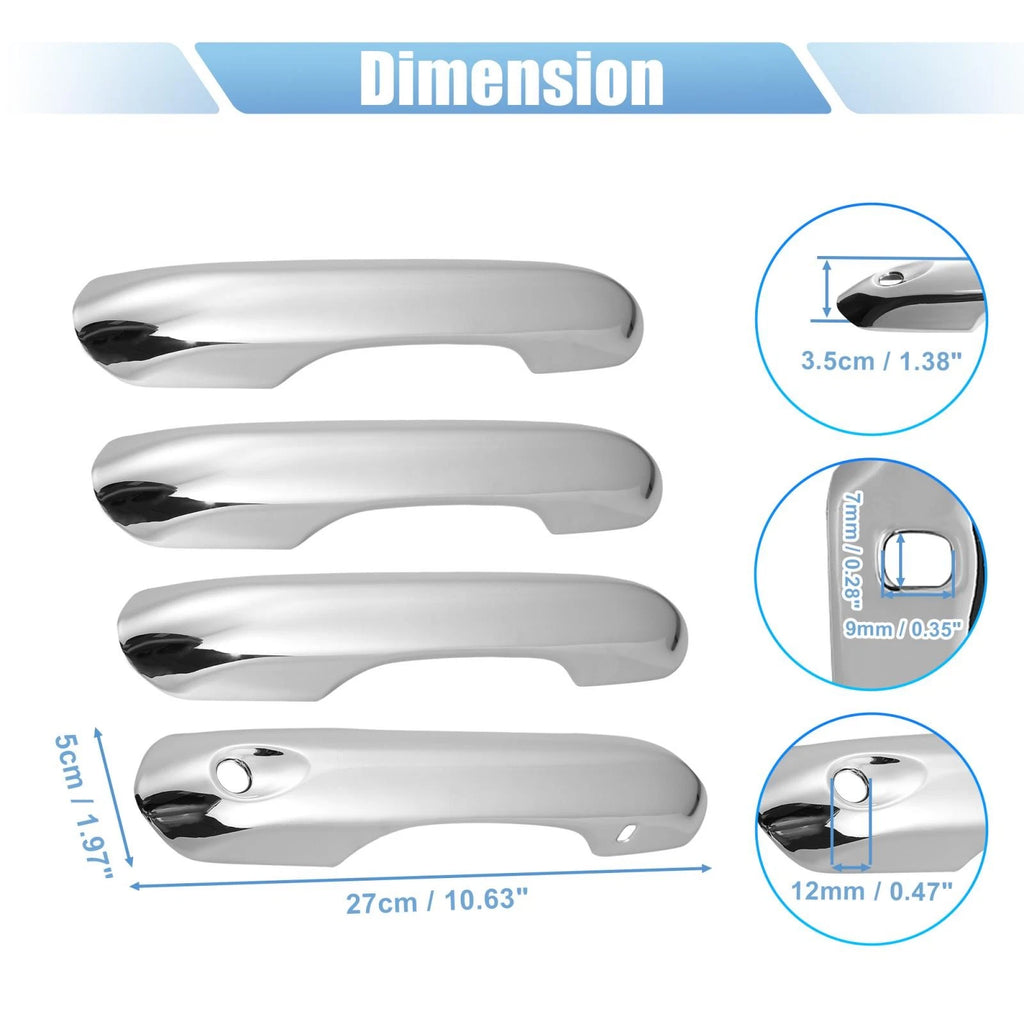 Set of 4 Exterior Door Handle Cover Trim for Ford Explorer (2020–2022) Silver Tone